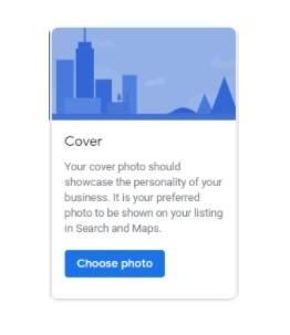screenshot of Google My Business Cover Photo Box Choose